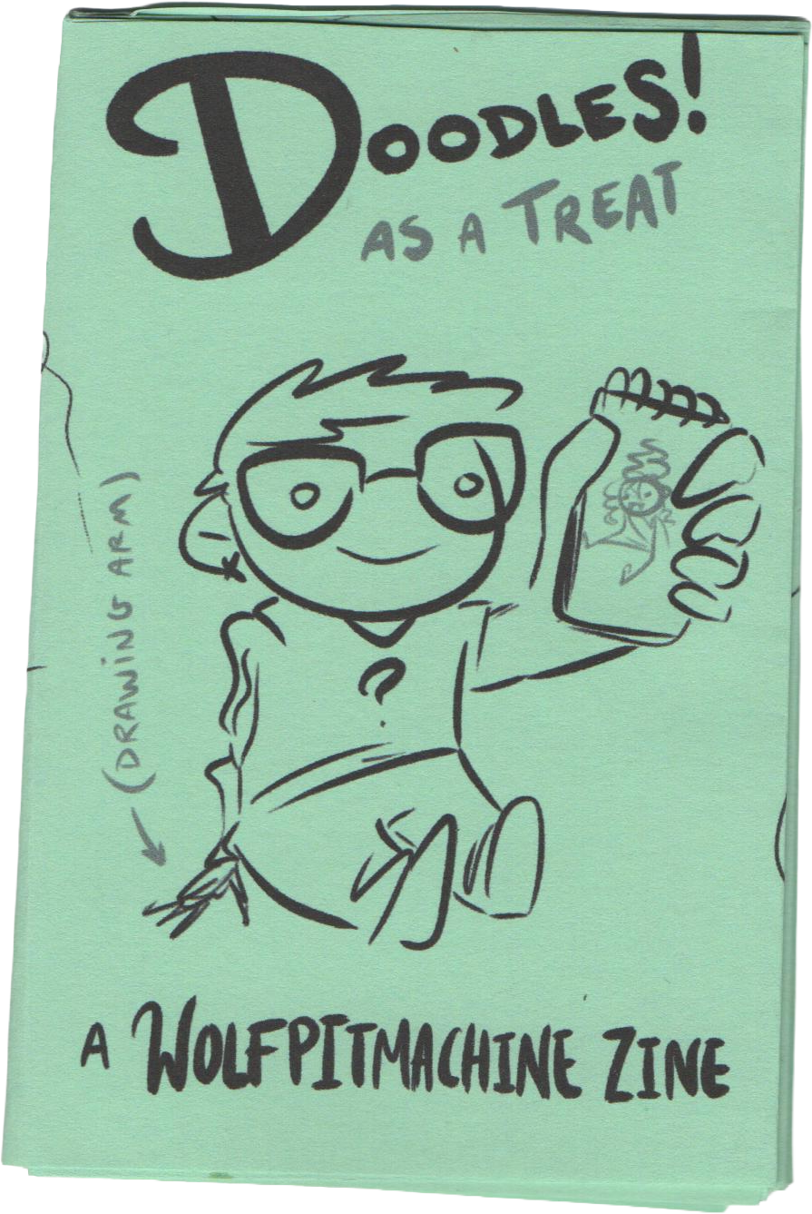 April Zines 2026 day 6 doodles! as a treat zine